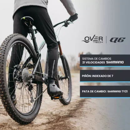 Bicicleta MTB Overtech Q6 R29 Shimano 21V – Aluminio, Suspensión Delantera y Frenos a Disco - Image 3